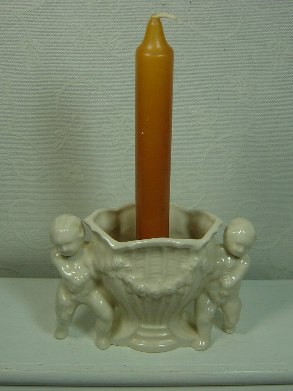 Vintage white cherubs candleholder-made in Japan